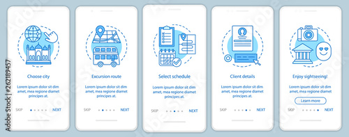 Tourism onboarding mobile app page screen vector template