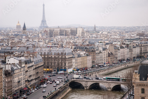 view of Eiffel tower at the river Seine © artjazz