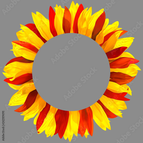 Wreath made of red and yellow petals