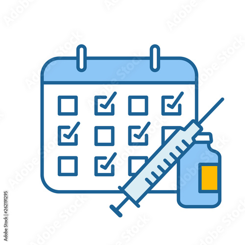 Vaccination calendar color icon