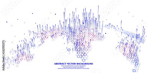 Hexagonal vector grid globe representing high tech, cloud computing and internet big data