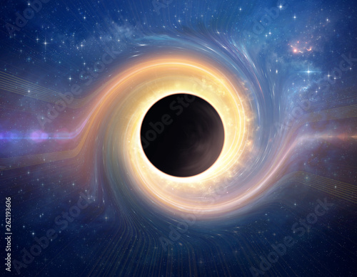 Black hole and gravitational waves in deep space photo
