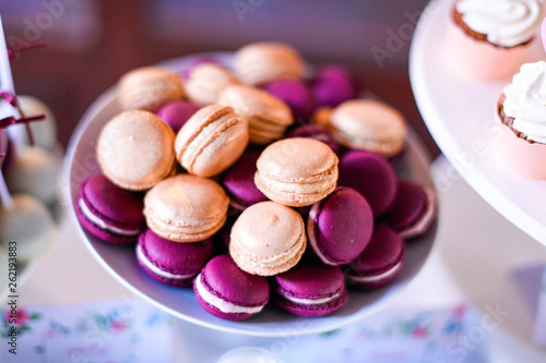 delicious brown and purple macaroons