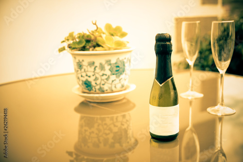 Champagne for romantic celebrations and enjoy for special moments. Relax in the terrace of hotel - Image