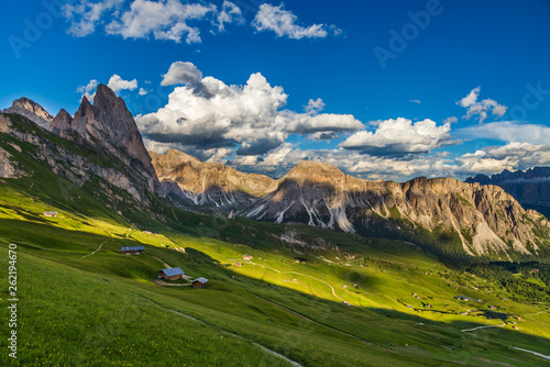 Amazing view of Odle mountain range in Seceda, Dolomites, Italy.