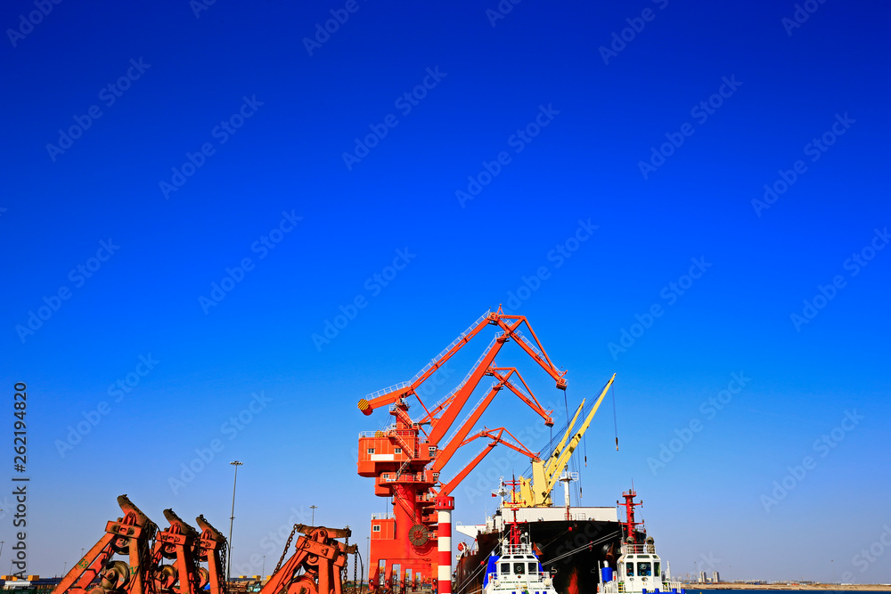 In the industrial port crane