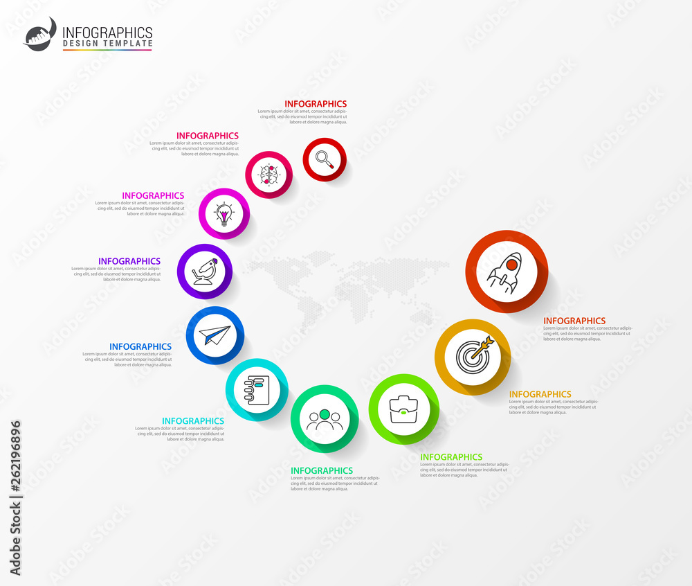 Fototapeta premium Infographic design template. Creative concept with 10 steps