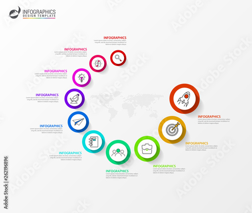 Infographic design template. Creative concept with 10 steps