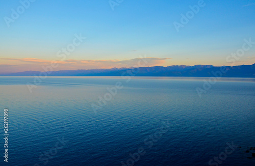 Lake Baikal near the village of Angasolka. At Sunset