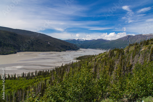 View from McCarthy Road in Wrangell-St. Elias National Park in Alaska, United States