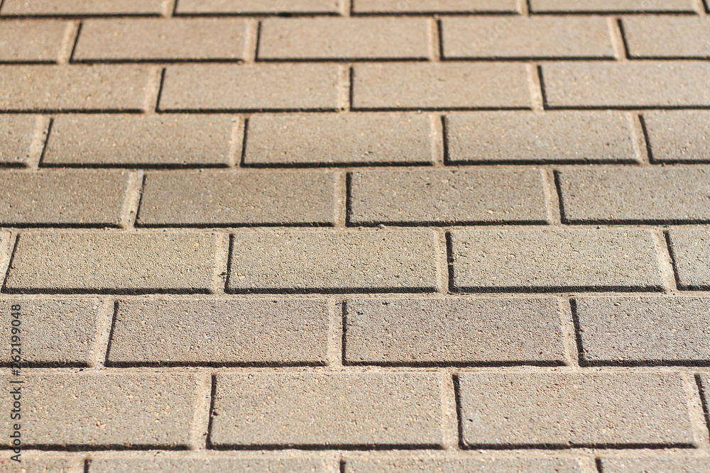 Obraz premium Brick path view of train station pathway.