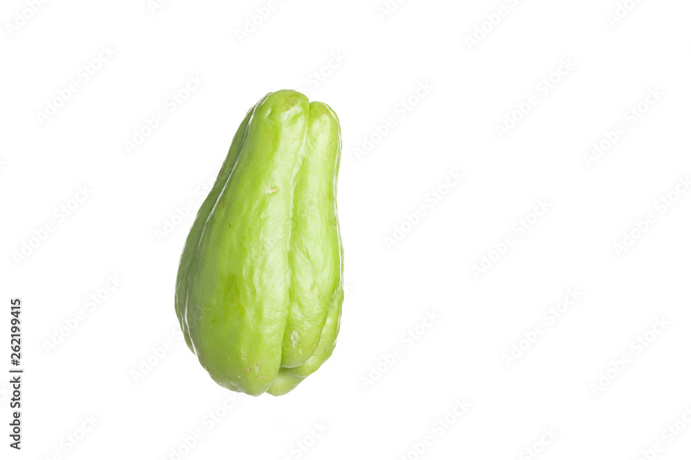 Fresh chayote fruits (Sechium edulis) isolated on white Fresh chayote fruits (Sechium edulis) isolated on white