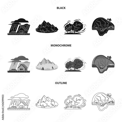 Vector illustration of natural and disaster symbol. Set of natural and risk stock symbol for web.