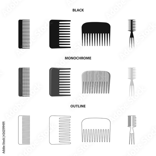 Isolated object of brush and hair logo. Set of brush and hairbrush vector icon for stock.