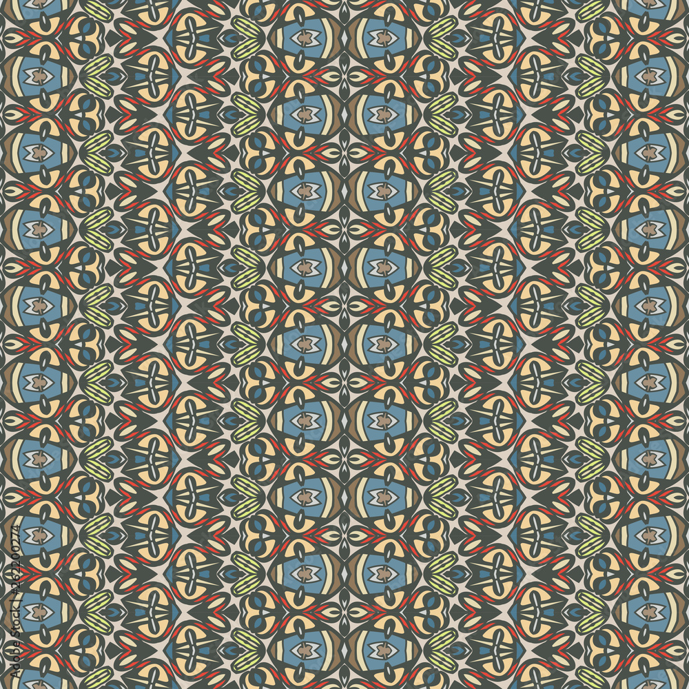 Horizontal seamless pattern tribal design. Ethnic textile print. Vector fashion background.