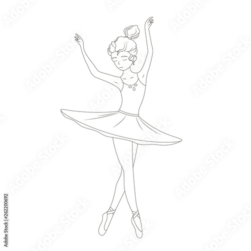 Girl ballerina. Simple outline.