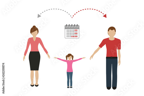 patchwork family time management concept child care divorced parents vector illustration EPS10