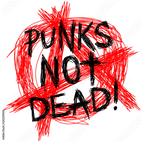 Vector illustration hand drawn punk not dead. anarchy badge