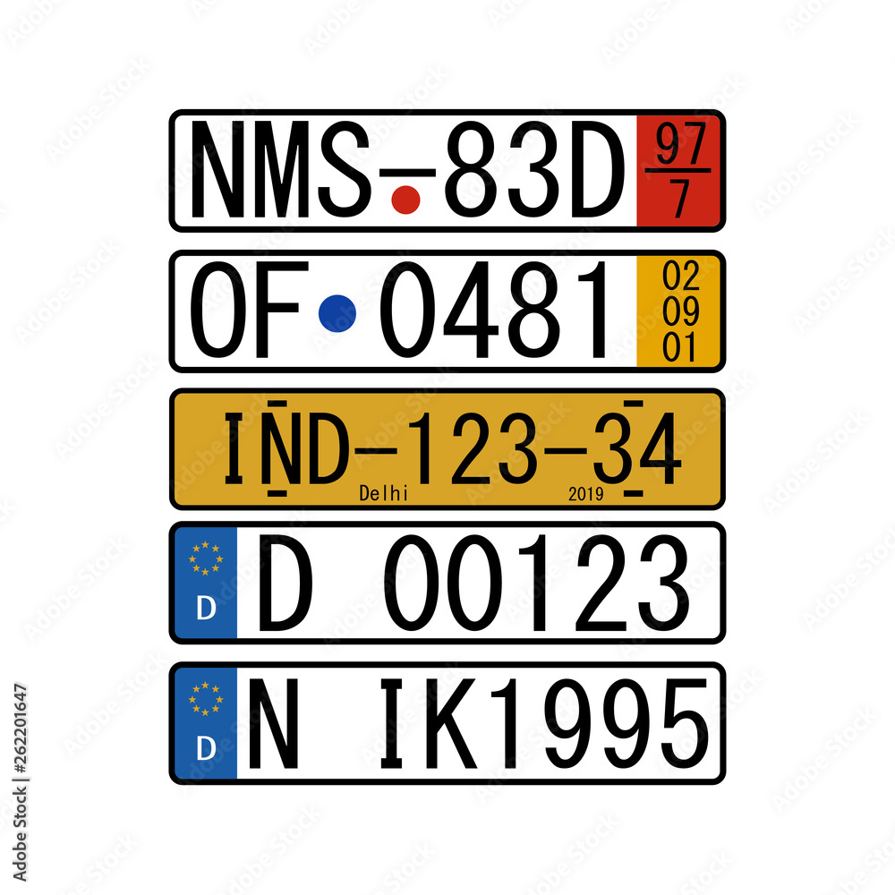 Vector illustration of a set of car numbers Vector illustration of a set of car numbers