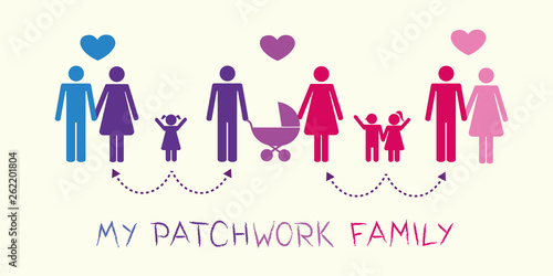 big patchwork family concept pictogram vector illustration EPS10