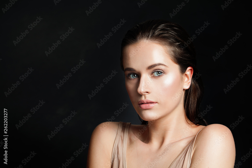 Sensual woman on black background, portrait Sensual woman on black background, portrait