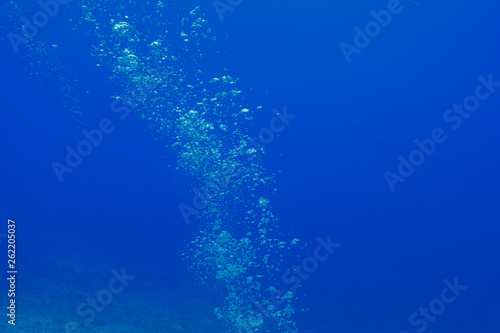 小笠原の青い海，ダイバーの泡