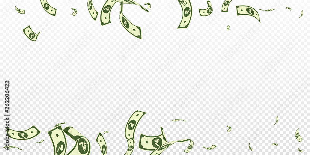 Indian rupee notes falling. Random INR bills on tr Indian rupee notes falling. Random INR bills on tr