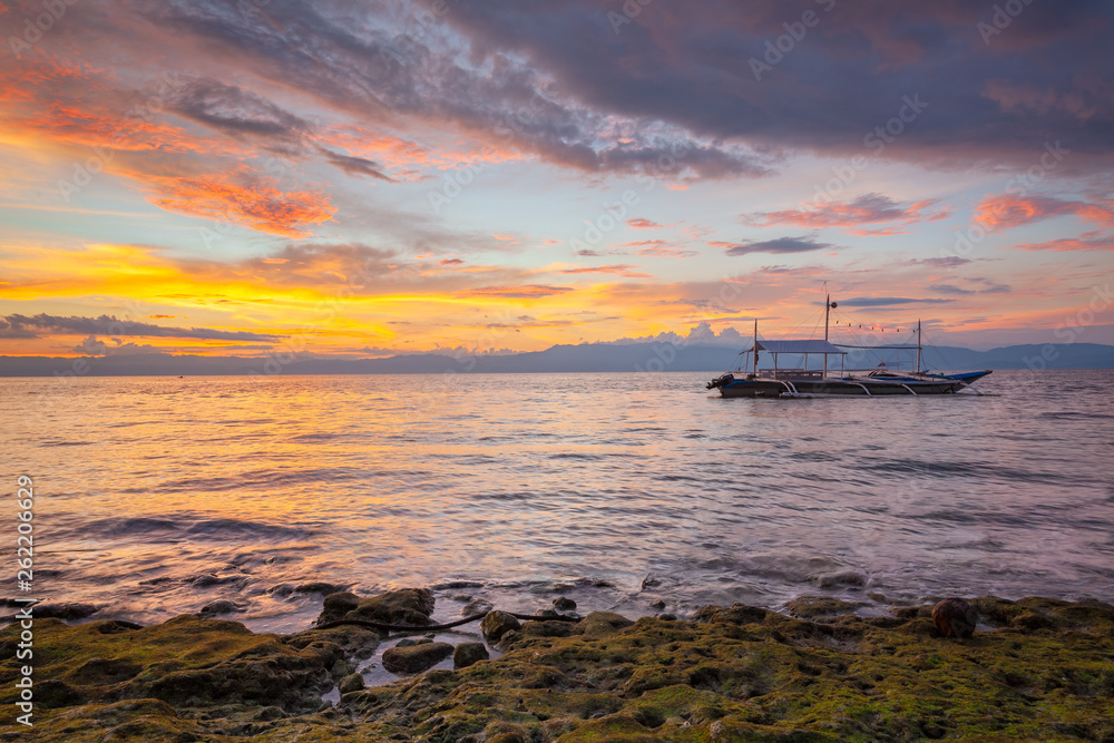 Sunset at the Moalboal beach, Philippines