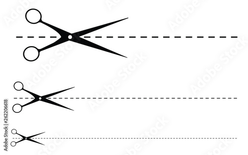 Scissors cut line vector design illustration isolated on white background