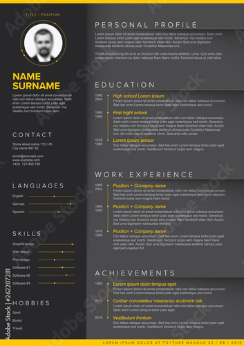 Minimalist dark resume cv template