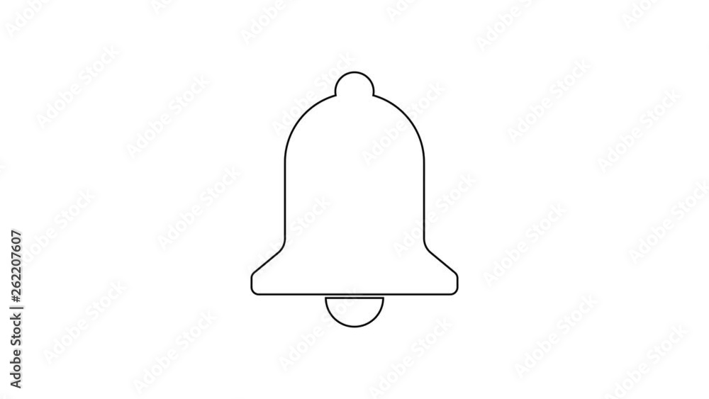 Grey Ringing bell line icon on white background. Alarm symbol, service bell, handbell sign, notification symbol. 4K Video motion graphic animation Grey Ringing bell line icon on white background. Alarm symbol, service bell, handbell sign, notification symbol. 4K Video motion graphic animation