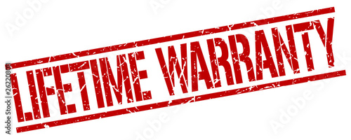 lifetime warranty red grunge square vintage rubber stamp