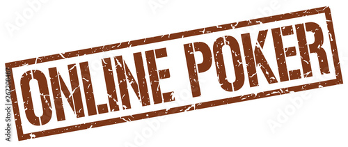 online poker brown grunge square vintage rubber stamp