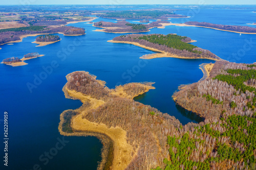 Fototapeta Naklejka Na Ścianę i Meble -  Spring in Masuria from a bird's eye view, Poland