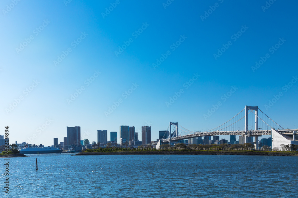(東京都-都市風景)レインボーブリッジと東京湾岸風景８