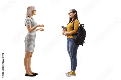 Young woman talking to a female student