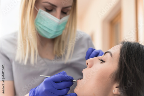 Female patient at dental office