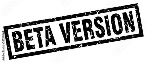 square grunge black beta version stamp