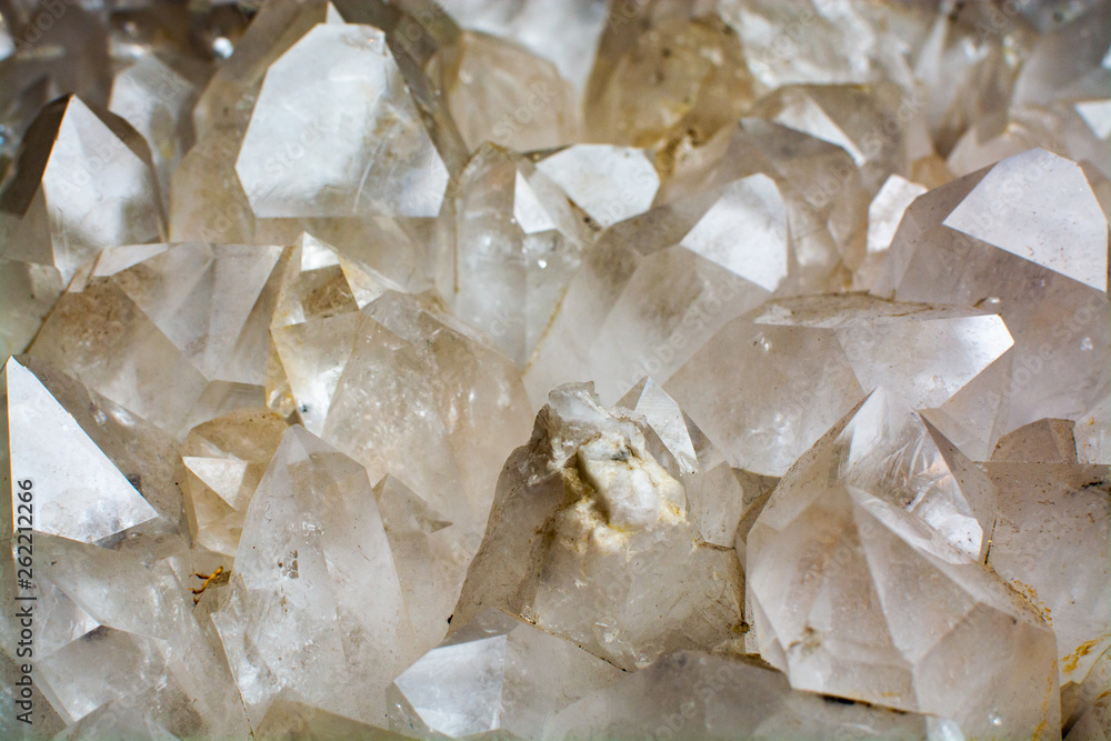 Huge crystal of colorless gemstone quarts, geology mineral background Huge crystal of colorless gemstone quarts, geology mineral background