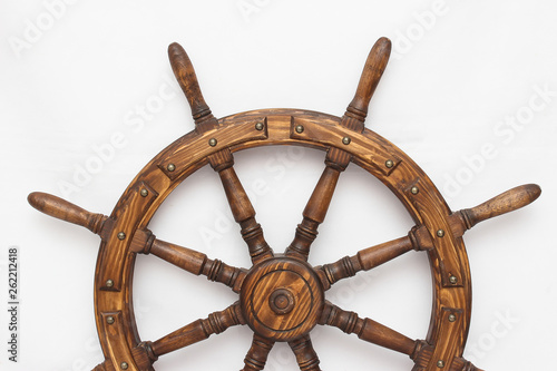 Steering hand wheel ship on white background