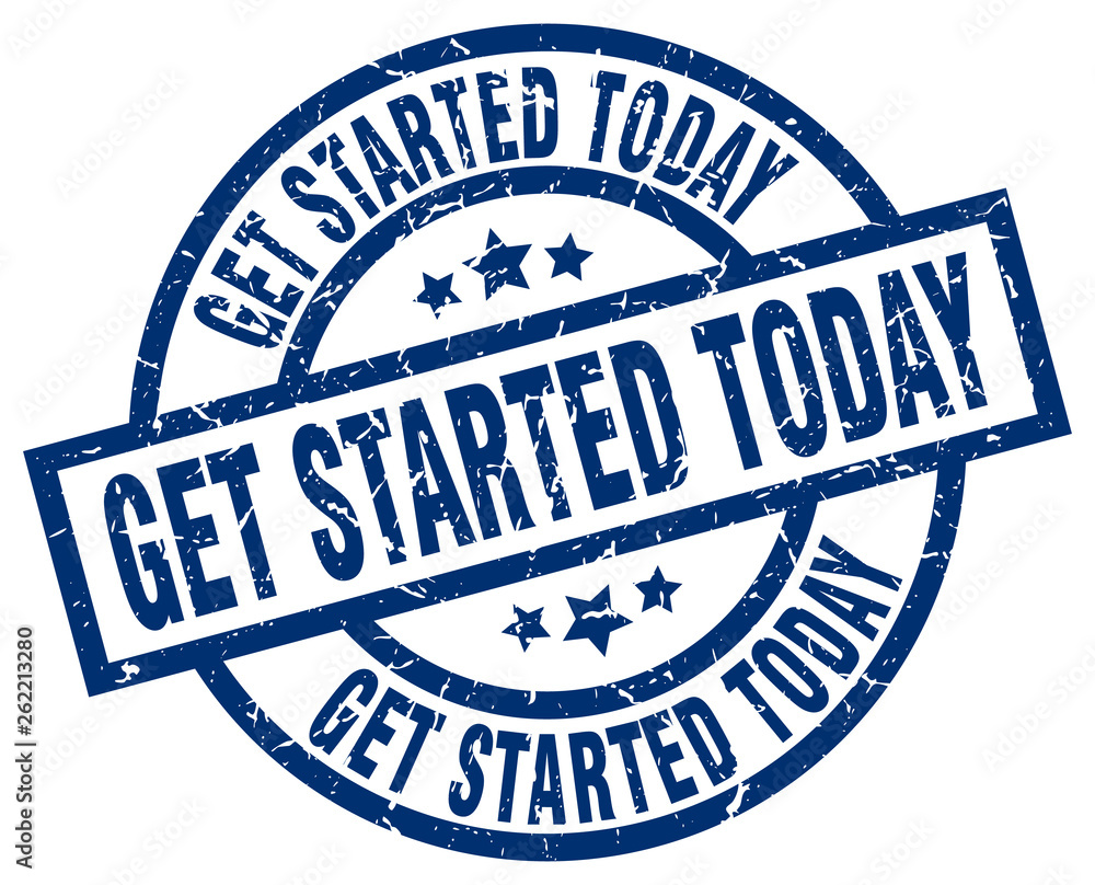 get started today blue round grunge stamp get started today blue round grunge stamp
