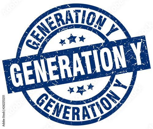 generation y blue round grunge stamp