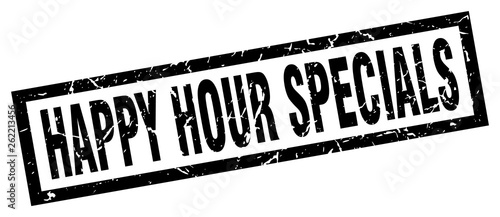 square grunge black happy hour specials stamp