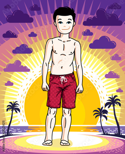 Cute happy young teen boy p...
