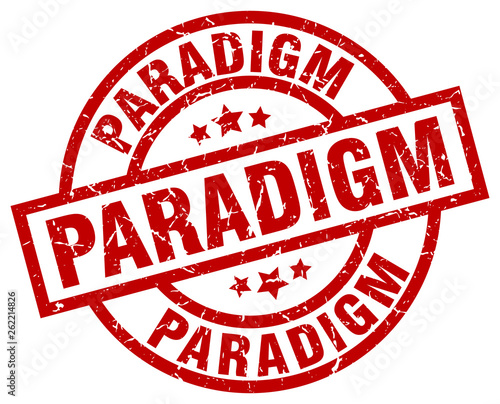 paradigm round red grunge stamp