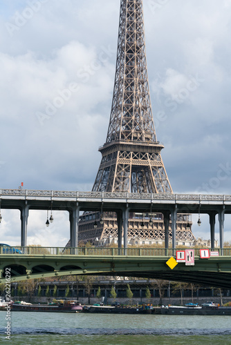 View of Eiffel tower and Bir Hakeim bridge in Paris