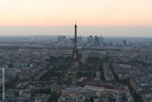 cityscape of Paris with eiffel tower at sunset