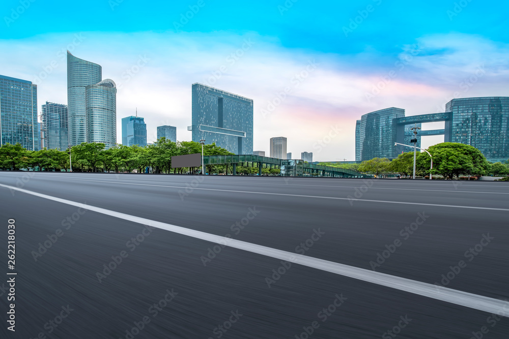 Road and skyline of urban architecture Road and skyline of urban architecture