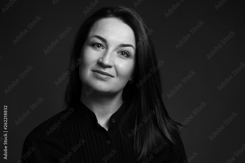 Fototapeta premium Woman portrait, black and white photo