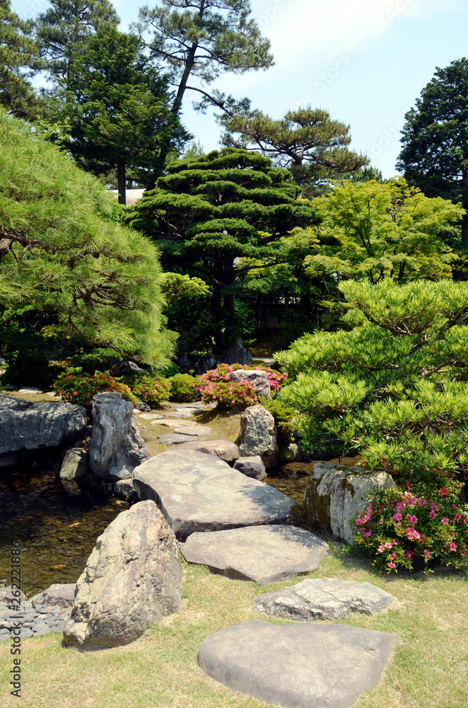 Japanese garden in summer, Kyoto.